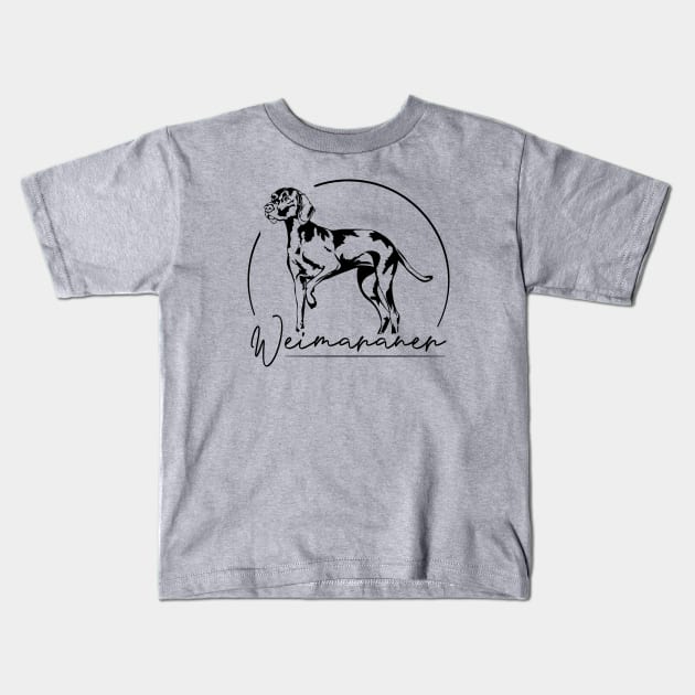Weimaraner dog lover portrait Kids T-Shirt by wilsigns